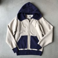 Stevenson Attached Hooded Zip-Up Parka / Oatmeal×Navy