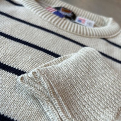 画像3: BRIMWICK Striped Crew Cotton Knit  / Natural×Navy
