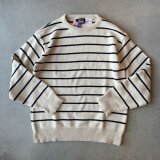 BRIMWICK Striped Crew Cotton Knit  / Natural×Navy