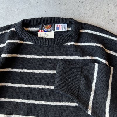 画像2: BRIMWICK Striped Crew Cotton Knit  / Black×Natural