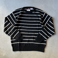 BRIMWICK Striped Crew Cotton Knit  / Black×Natural