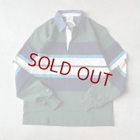 BARBARIAN RUGBY WEAR ボーダー長袖ラガーシャツ / Greenボーダー×襟デニム