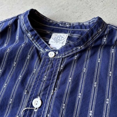 画像3: Post O'Alls Band Collar Shirt MV / Stripe Shirting Indigo