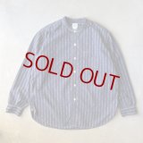 Post O'Alls Band Collar Shirt MV / Stripe Shirting Indigo
