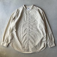 Post O'Alls Band Collar Shirt MV / Stripe Shirting Natural