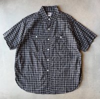 Post O'Alls #1206 No.6 Shirt S/S : Seersucker Navy Plaid
