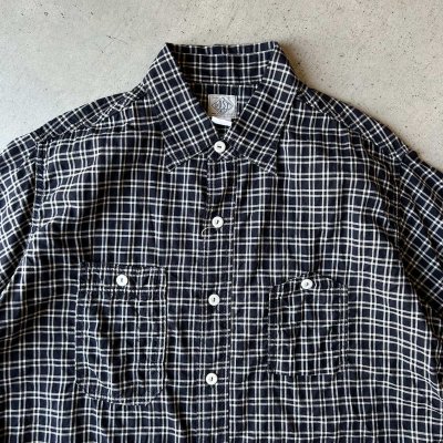 画像2: Post O'Alls #1206 No.6 Shirt S/S : Seersucker Navy Plaid
