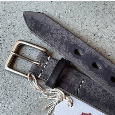 画像1: FULLCOUNT Wild Leather Narrow Belt / Black