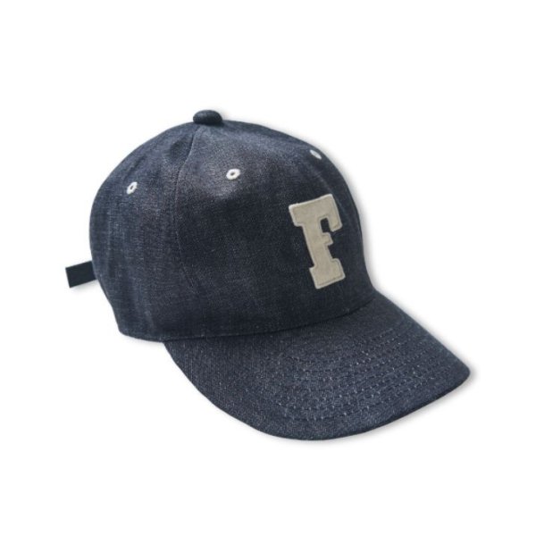 画像1: FULLCOUNT 6Panel Denim Baseball Cap 'F' Patch / Indigo Blue (1)