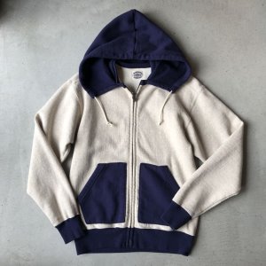 画像: Stevenson Attached Hooded Zip-Up Parka / Oatmeal×Navy