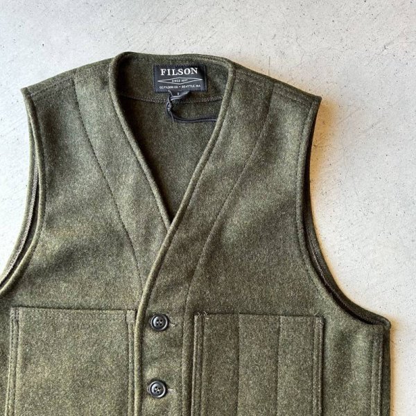 画像2: FILSON - MACKINAW WOOL VEST / DK Green (2)