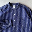 画像2: Post O'Alls Band Collar Shirt MV / Stripe Shirting Indigo (2)