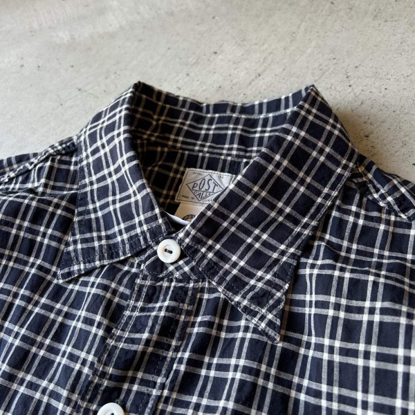 画像3: Post O'Alls #1206 No.6 Shirt S/S : Seersucker Navy Plaid (3)